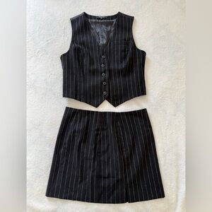 Black Pinstripe Skirt Set